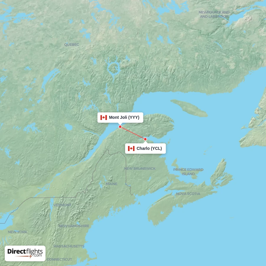 YYY - YCL route map