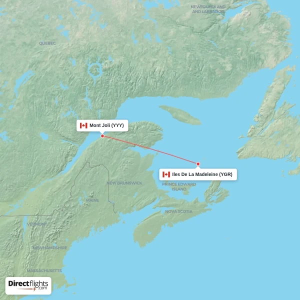 Mont Joli - Iles De La Madeleine direct flight map