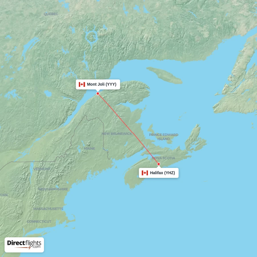 YYY - YHZ route map