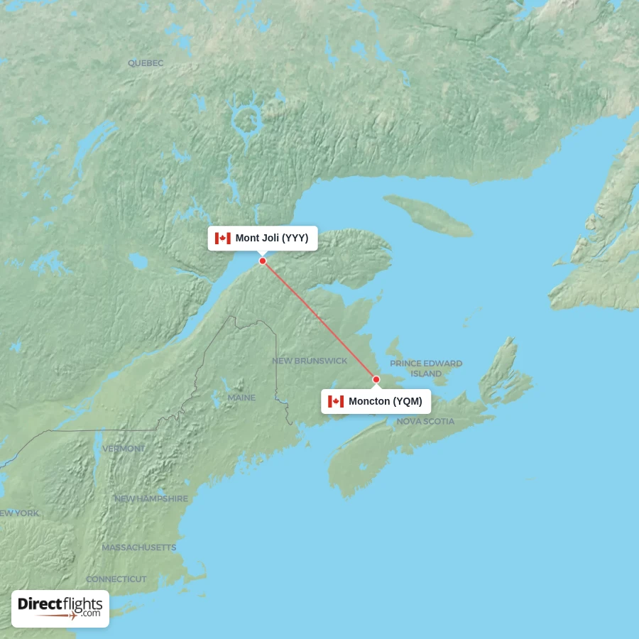 YYY - YQM route map