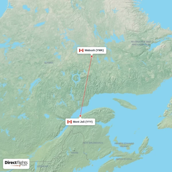 Mont Joli - Wabush direct flight map