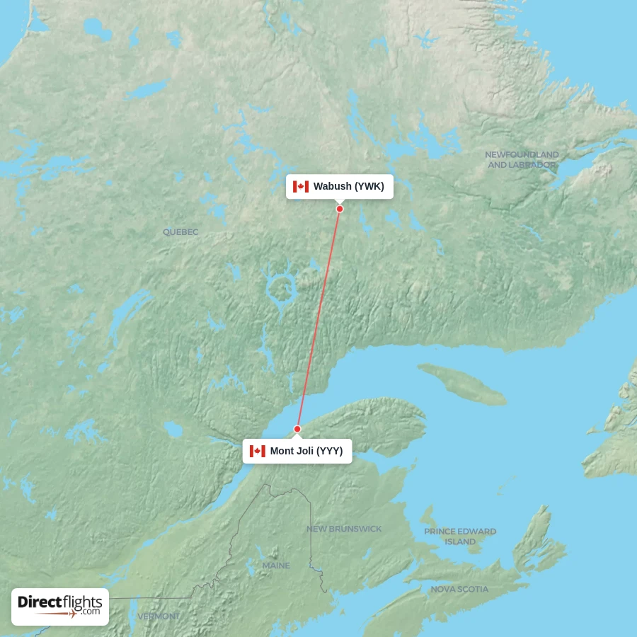 YYY - YWK route map