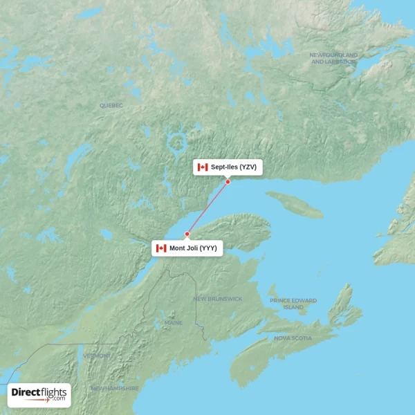 Mont Joli - Sept-Iles direct flight map