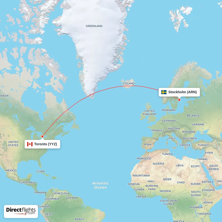 YYZ - ARN route map