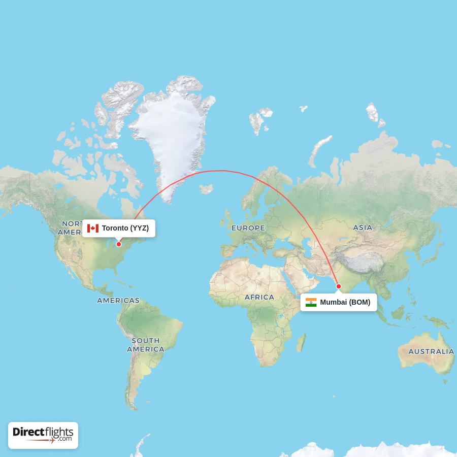 YYZ - BOM route map
