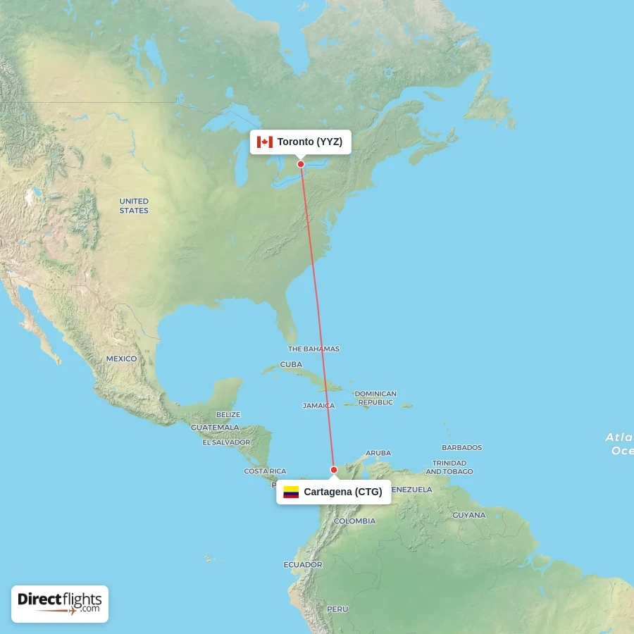 YYZ - CTG route map