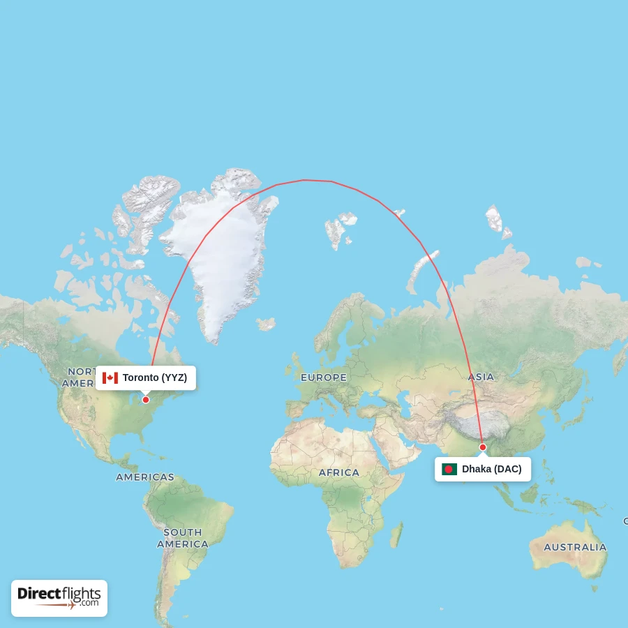 YYZ - DAC route map