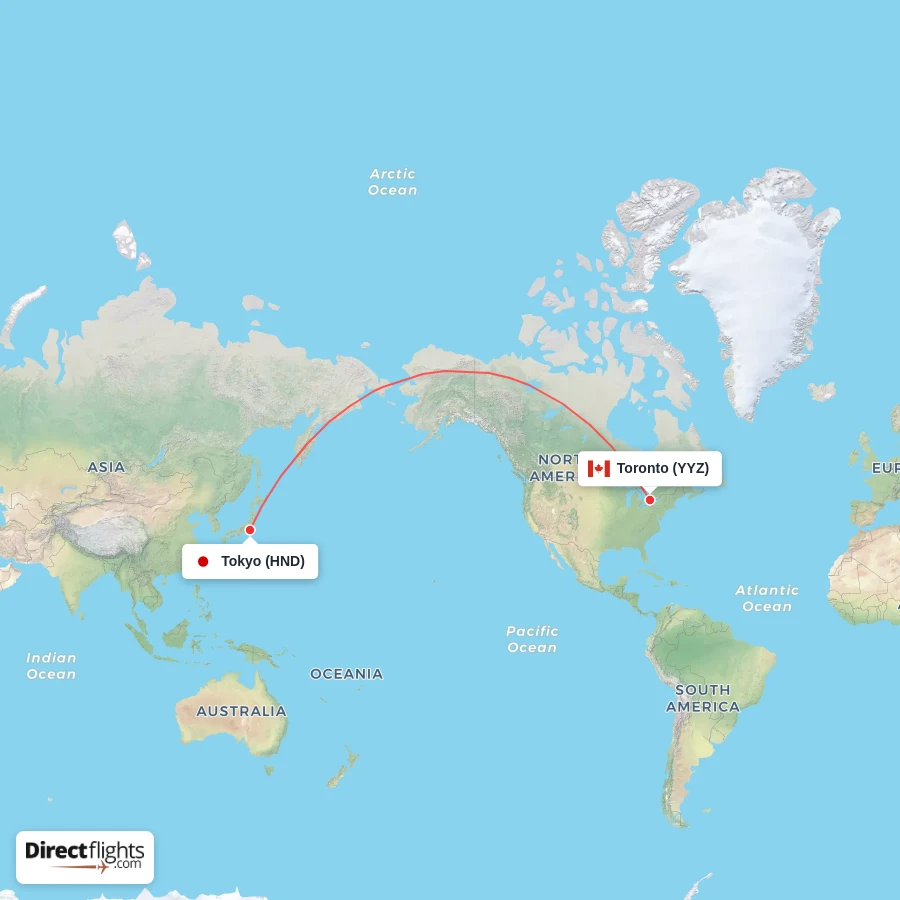 YYZ - HND route map