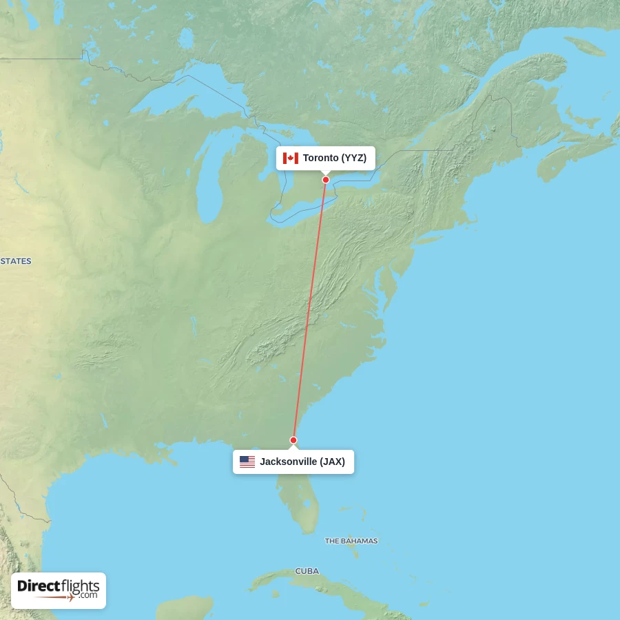 YYZ - JAX route map