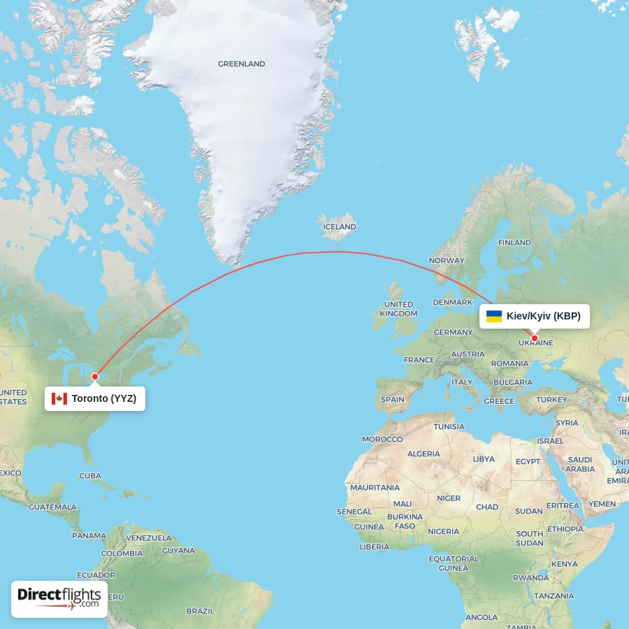 YYZ - KBP route map