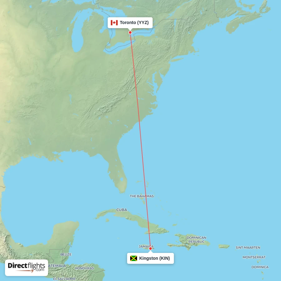 YYZ - KIN route map