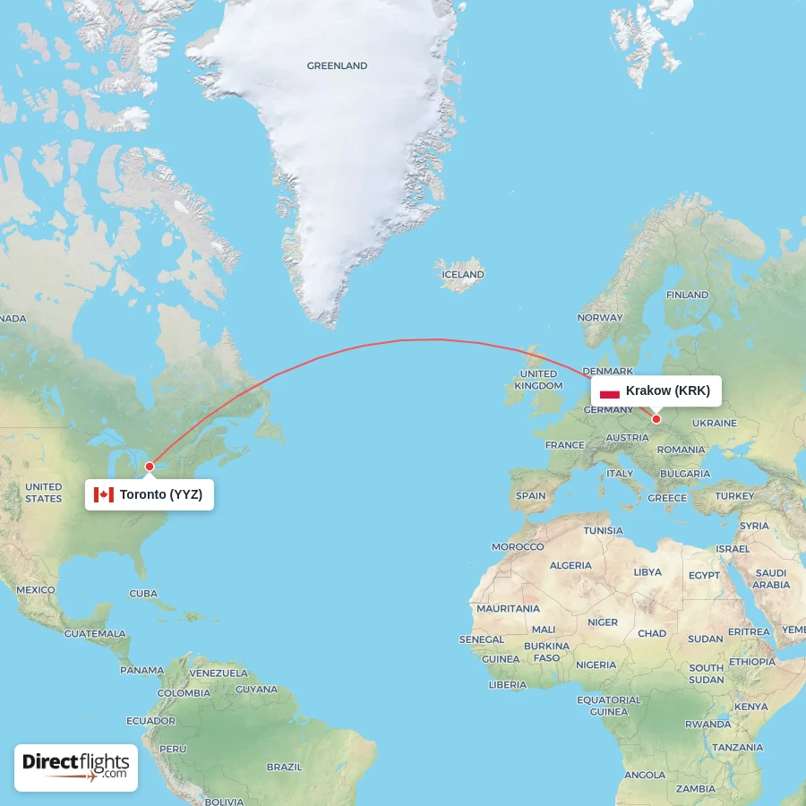 YYZ - KRK route map