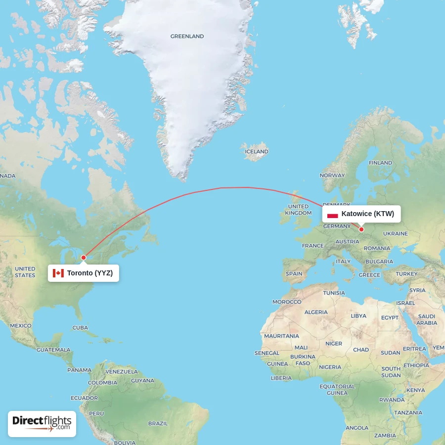 YYZ - KTW route map