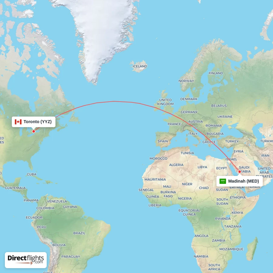 YYZ - MED route map