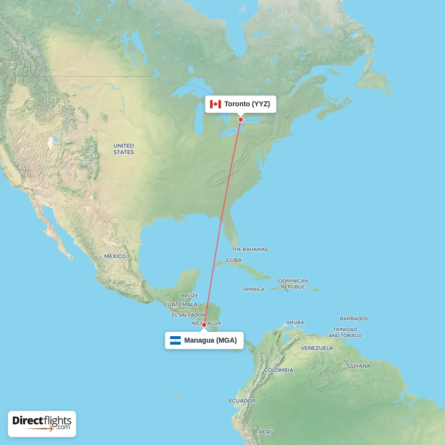 YYZ - MGA route map