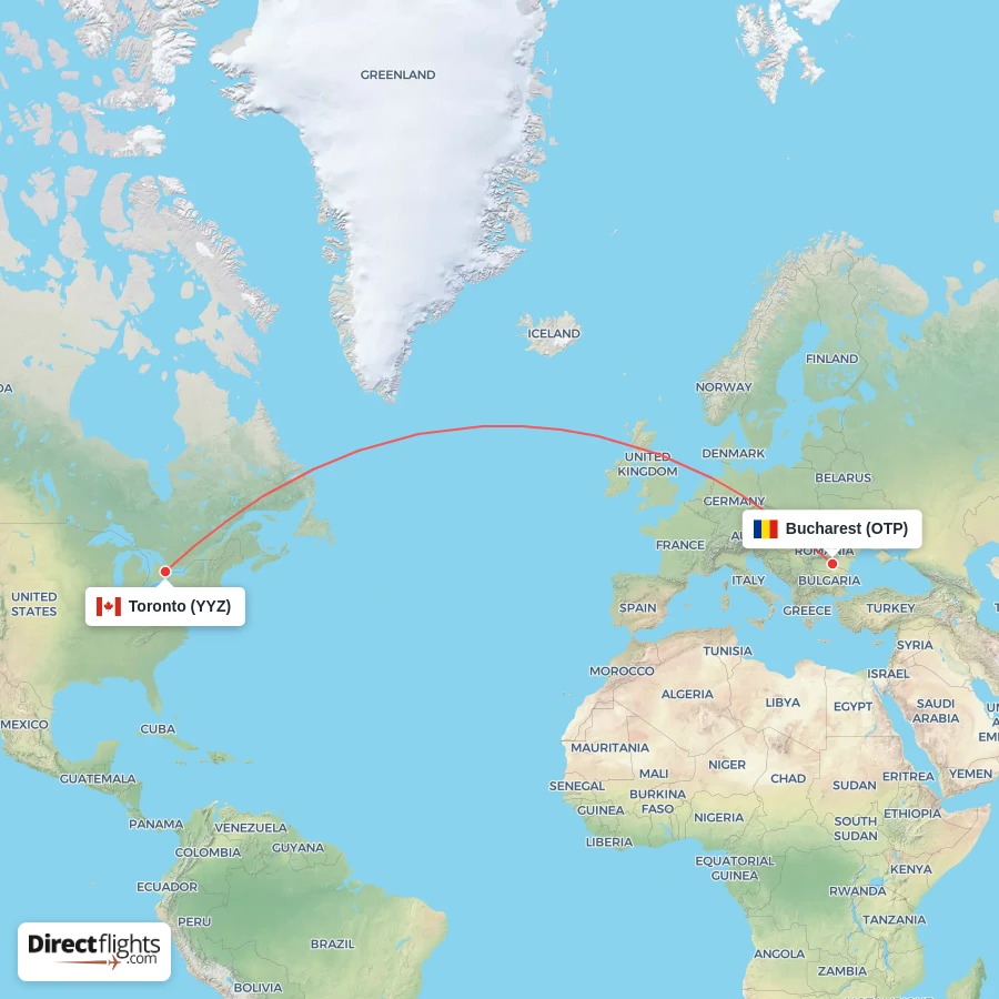 YYZ - OTP route map