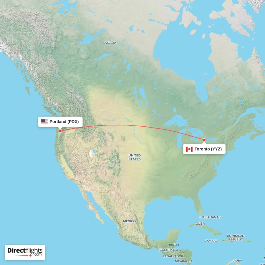 YYZ - PDX route map