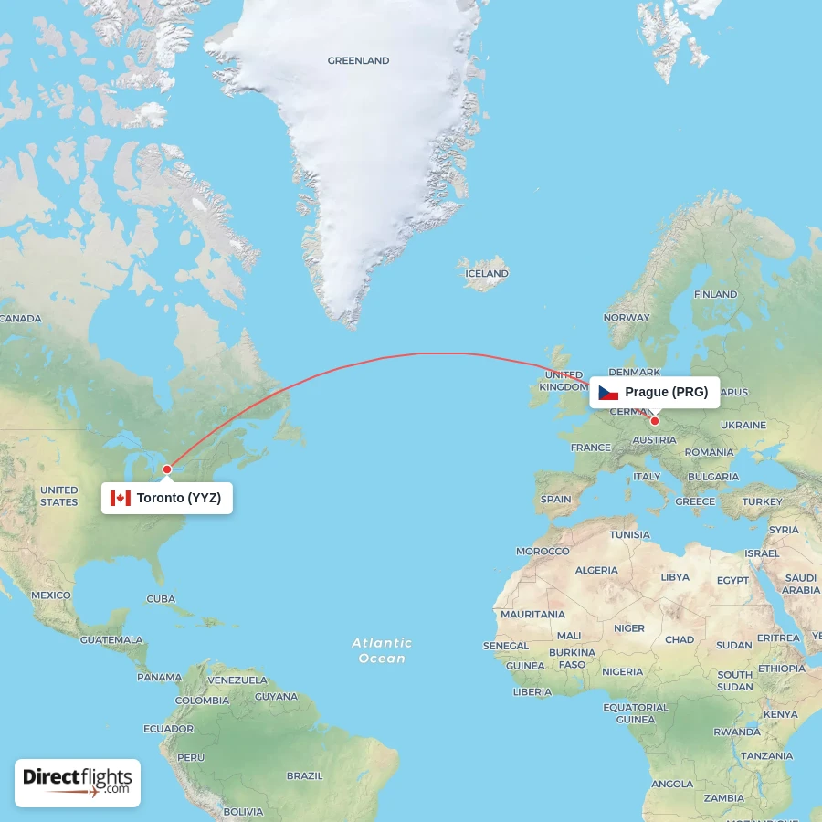 YYZ - PRG route map