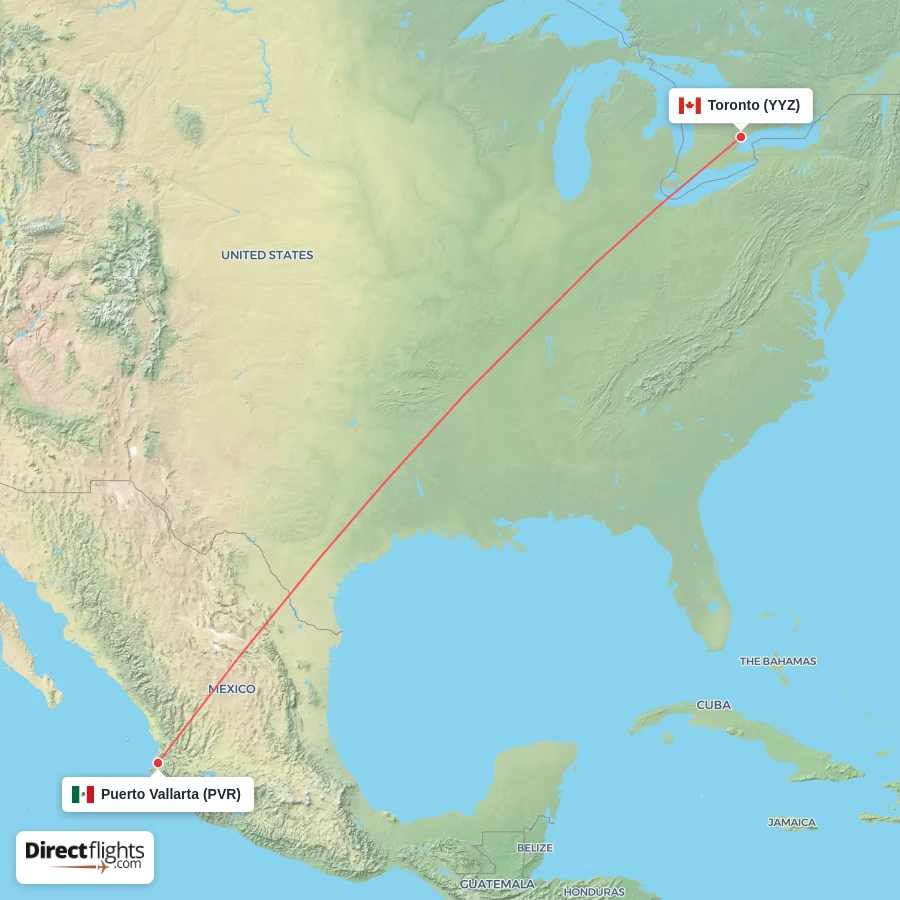 YYZ - PVR route map