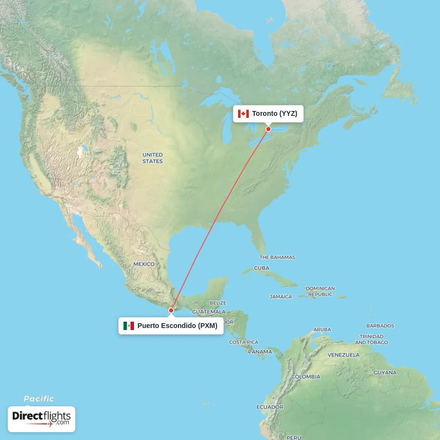 YYZ - PXM route map