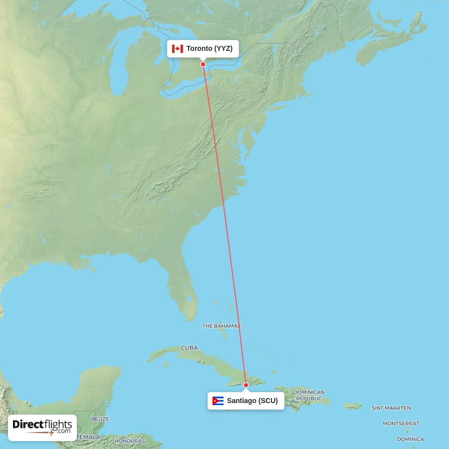 YYZ - SCU route map