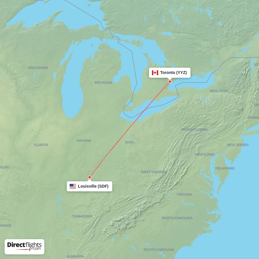 YYZ - SDF route map