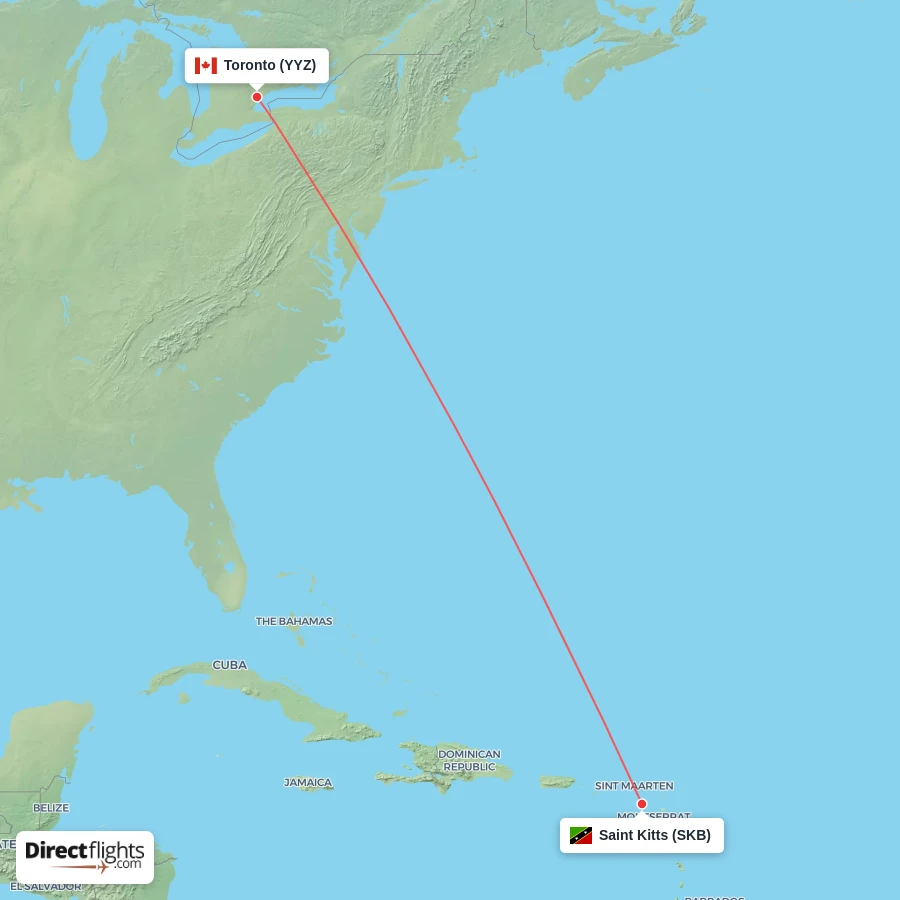 YYZ - SKB route map