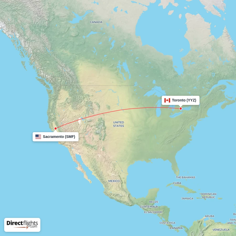 YYZ - SMF route map