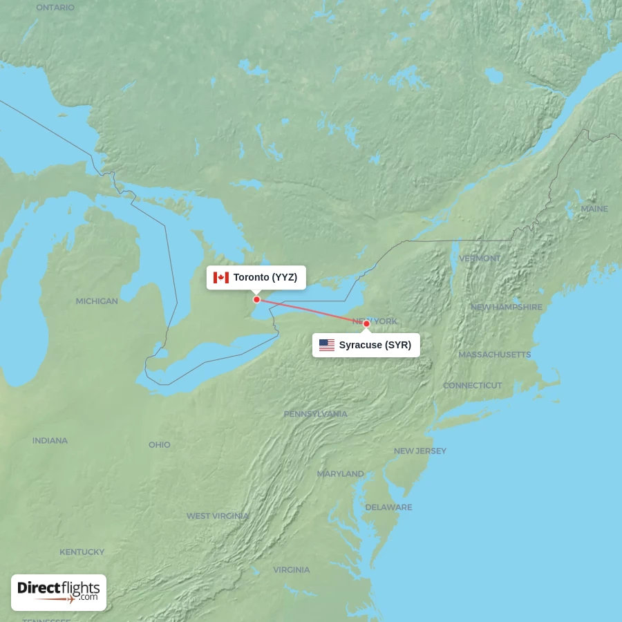 YYZ - SYR route map