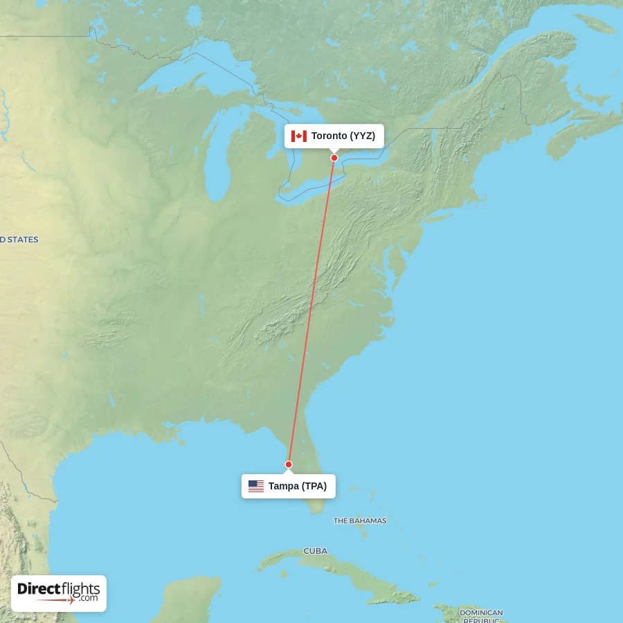 YYZ - TPA route map