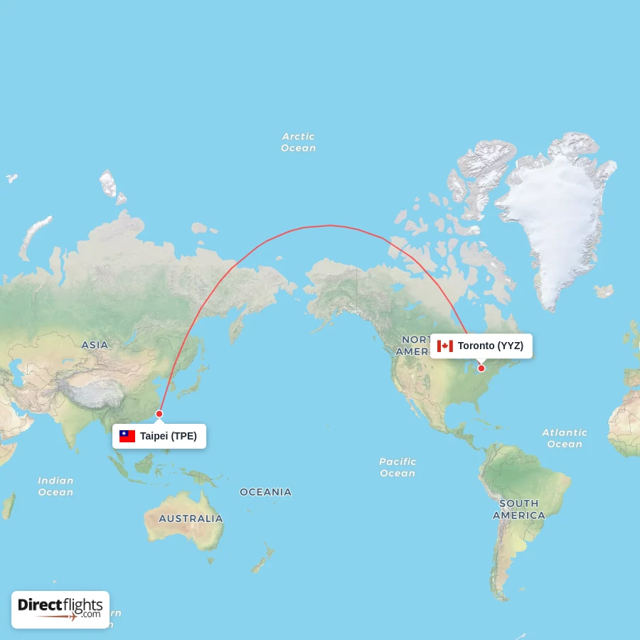 YYZ - TPE route map
