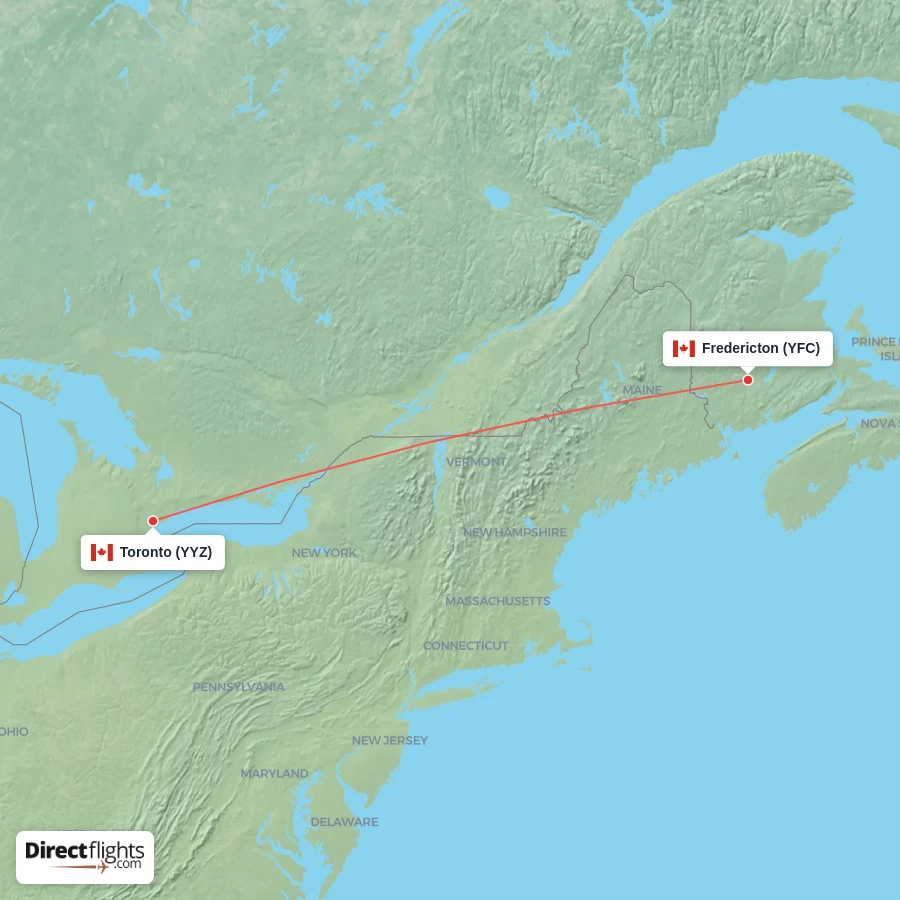 YYZ - YFC route map