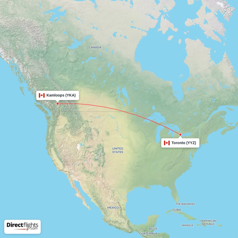 YYZ - YKA route map