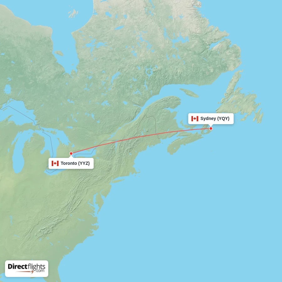 YYZ - YQY route map