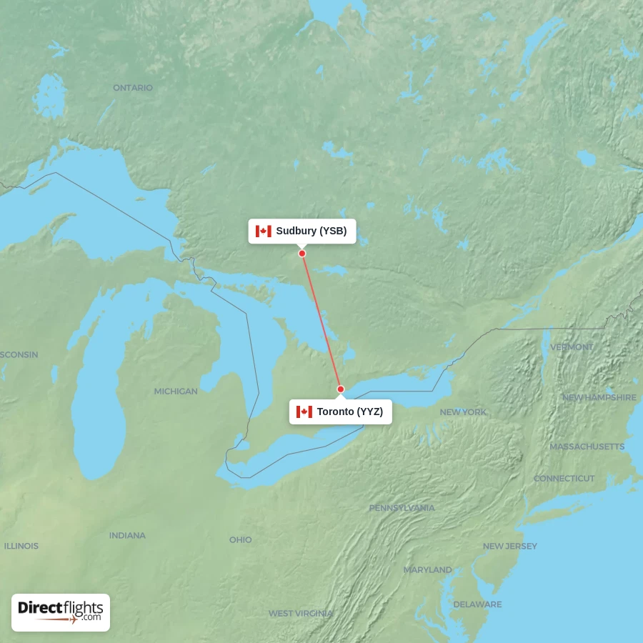 YYZ - YSB route map