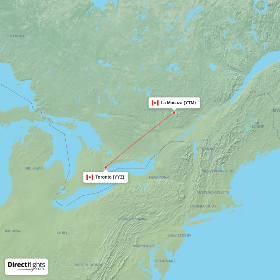 YYZ - YTM route map