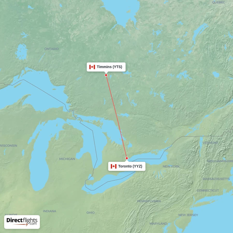 YYZ - YTS route map