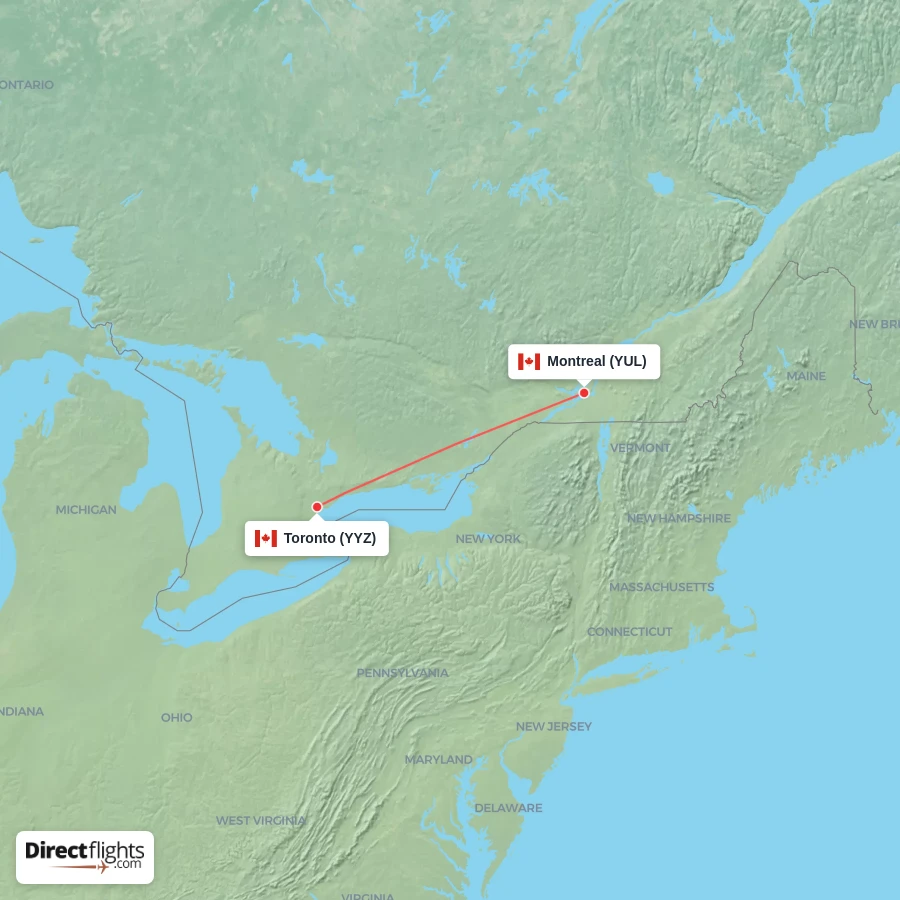 YYZ - YUL route map