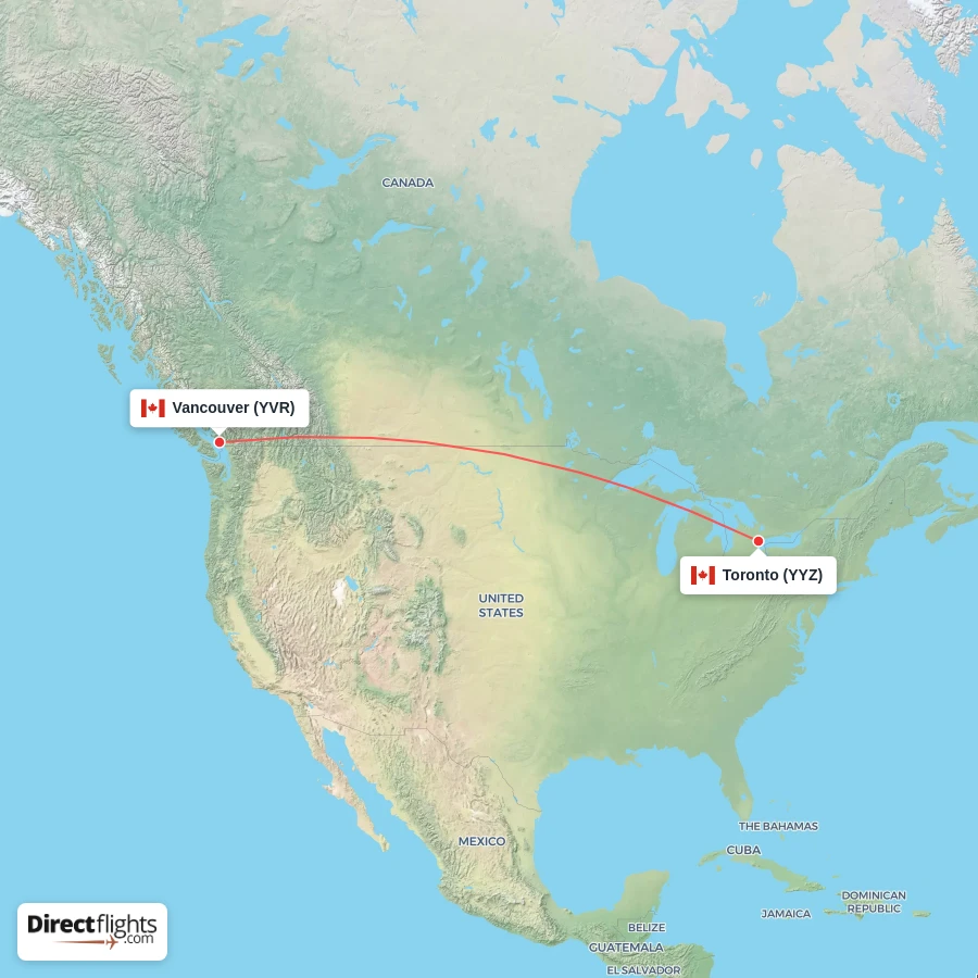 YYZ - YVR route map
