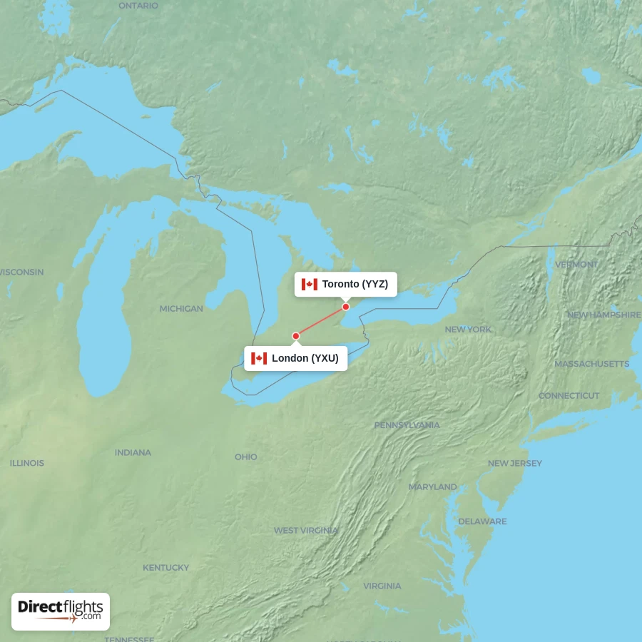 YYZ - YXU route map