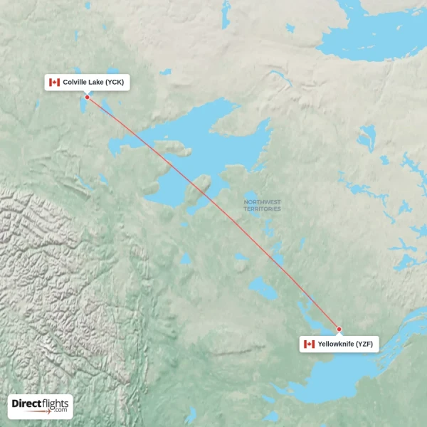 Yellowknife - Colville Lake direct flight map