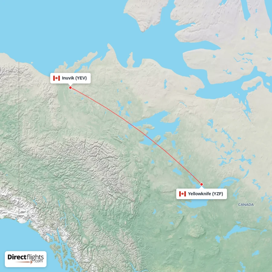 YZF - YEV route map