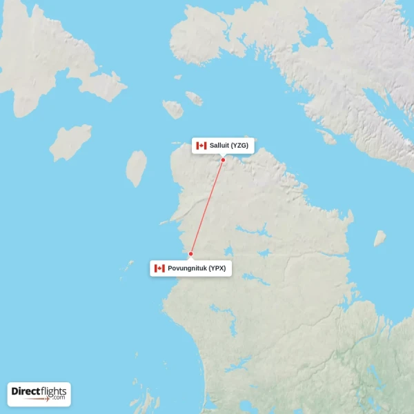 Salluit - Povungnituk direct flight map