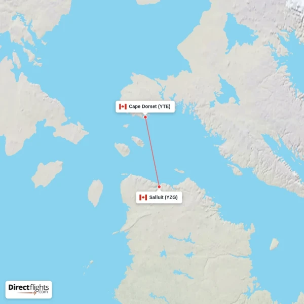 Salluit - Cape Dorset direct flight map