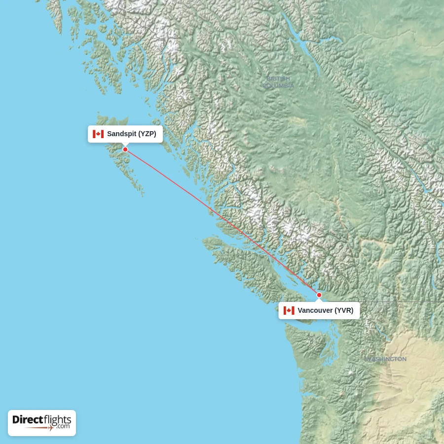 YZP - YVR route map