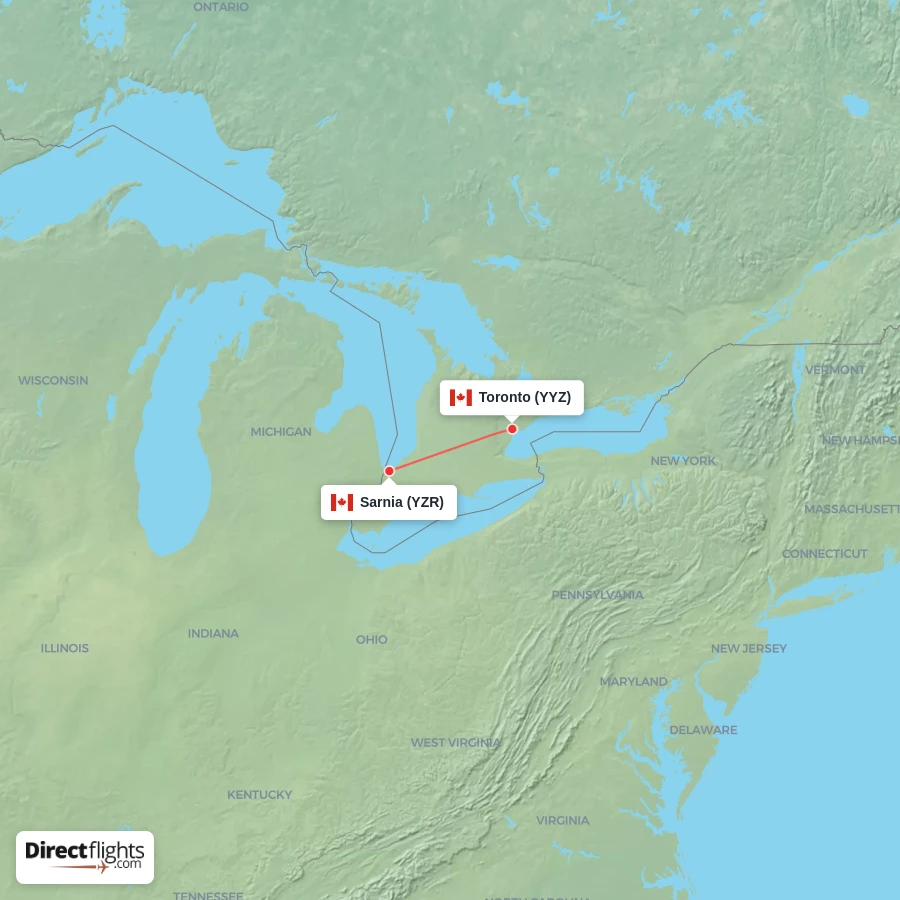 YZR - YYZ route map