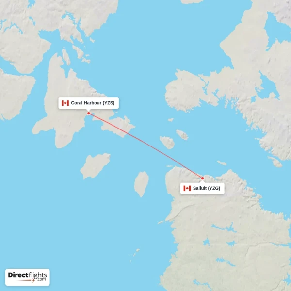 Coral Harbour - Salluit direct flight map