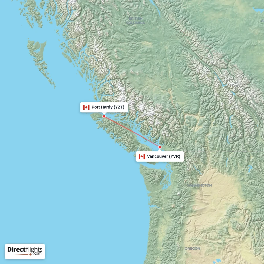 YZT - YVR route map