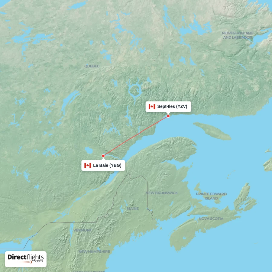 YZV - YBG route map