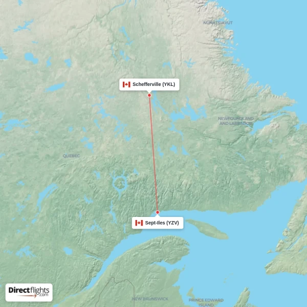 Sept-Iles - Schefferville direct flight map